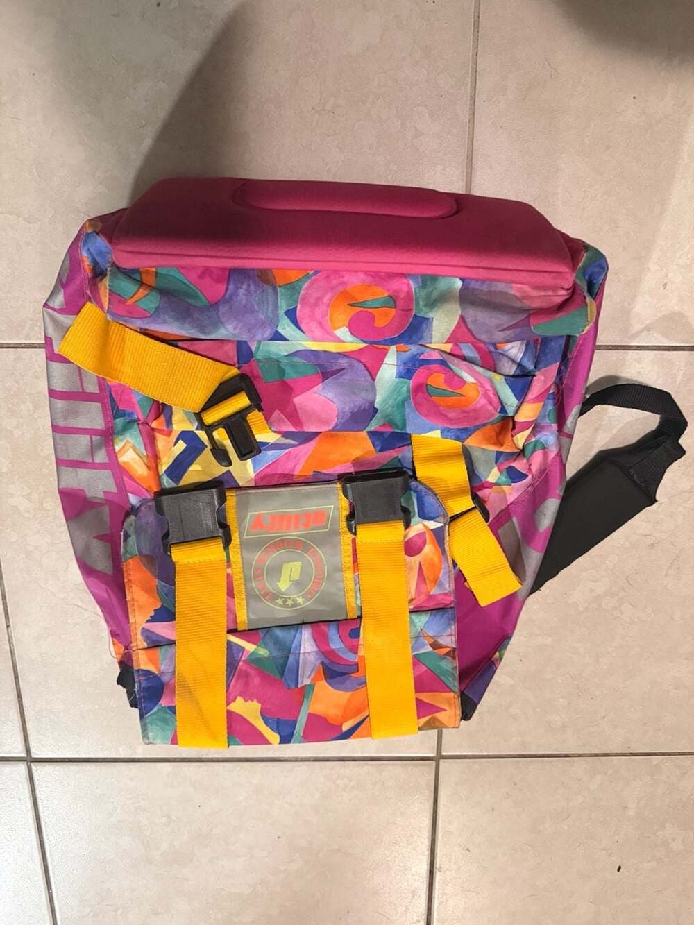 Vintage 90s Utility Original Worker Style Multicolor Abstract Backpack